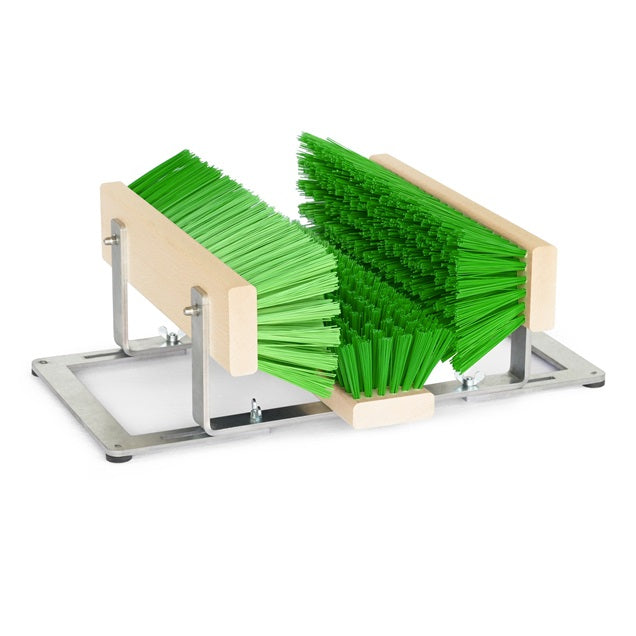 Fußabtreter DirtKing Lite – kompakter Schuhreiniger, Stahl/Buchenholz, 45×30×15 cm