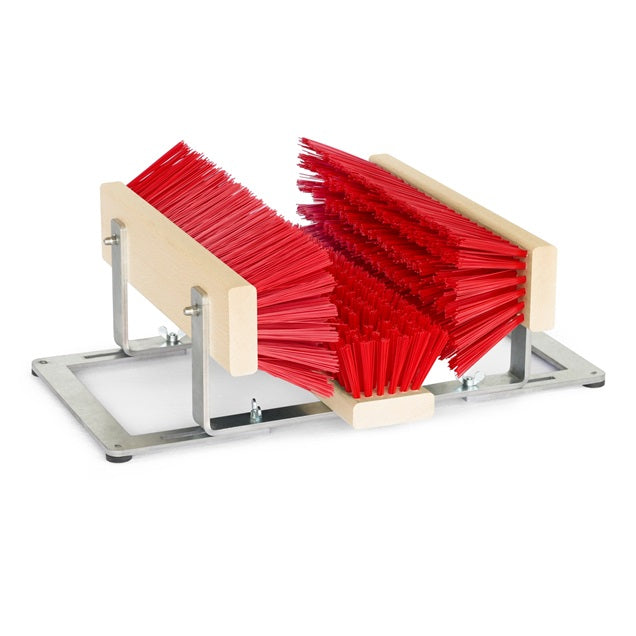 Fußabtreter DirtKing Lite – kompakter Schuhreiniger, Stahl/Buchenholz, 45×30×15 cm