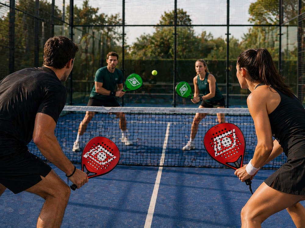 Padel Racket Topspin Line Edition – 360g Full Carbon 3K, Sandpaper Surface, EVA 15 Core - red