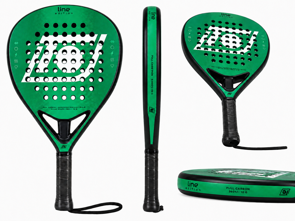 Padelschläger Topspin Line Edition – 360g Full Carbon 3K, Sandpaper Oberfläche, EVA 15 Kern - green