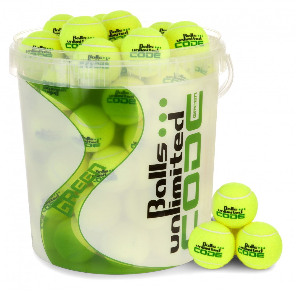 Tennisbälle Code Green 60er gelb/weiss inklusive Balleimer