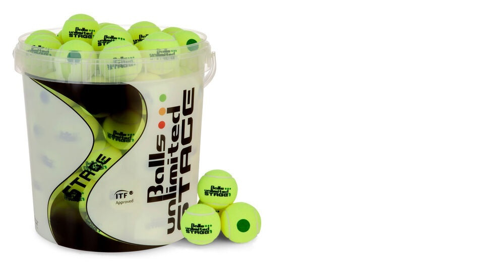 Tennisbälle Stage 1 60er Pack gelb inklusive Balleimer