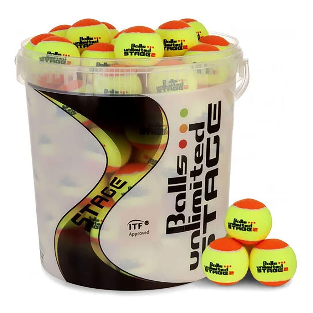 Tennisbälle Stage 2 60er Pack gelb/orange inklusive Balleimer