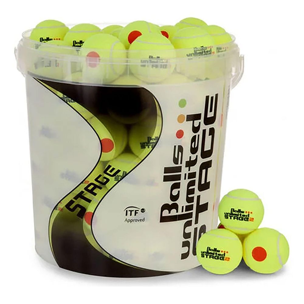 Tennnisbälle Stage 2 60er Pack gelb inklusive Balleimer