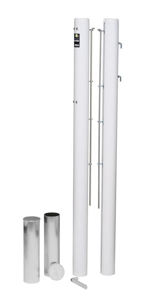 Tennis Net Posts Court Royal TP 83 – Round Aluminum Posts white with Internal Spindle
