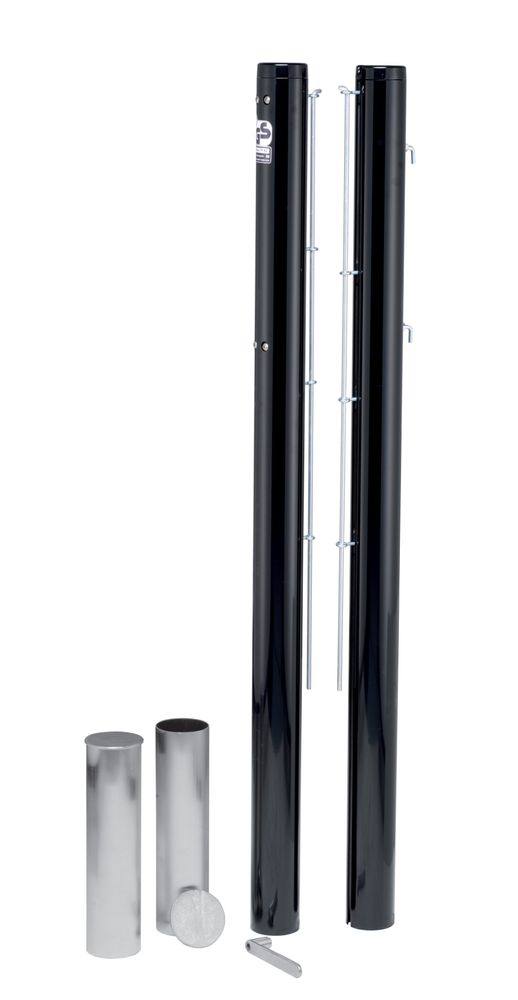 Tennis Net Posts Court Royal TP 83 – Round Aluminum Posts black with Internal Spindle