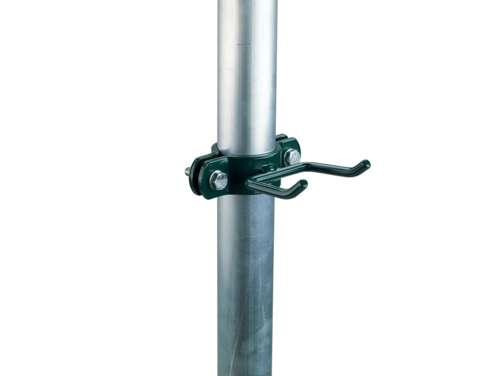 Handbesenhalter, grün mit 2 Haken, für 60 mm