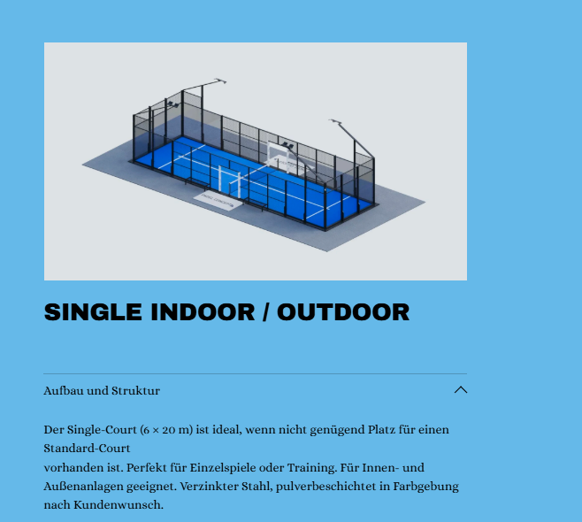 Padel Court Modell Single Indoor/Outdoor