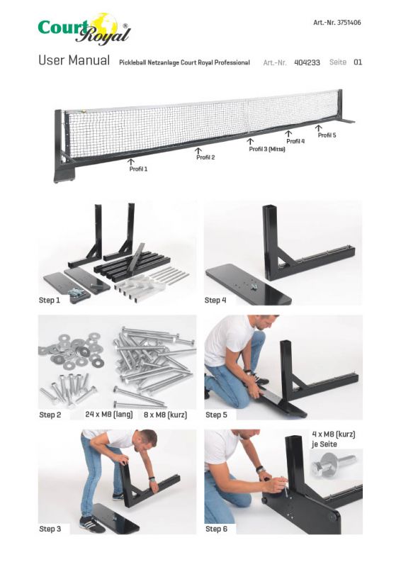 Pickleball Netzanlage Court Royal Professional