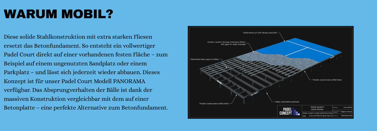 Flexipadel mobiles Fundament Aufbau