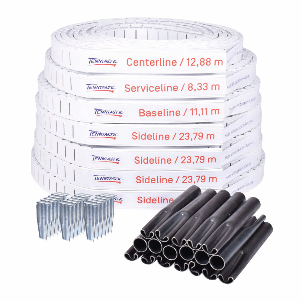 TENNtastic WHITE FLEX 5 – Tennis Line All-In Set 50 mm, with Fixing System, White