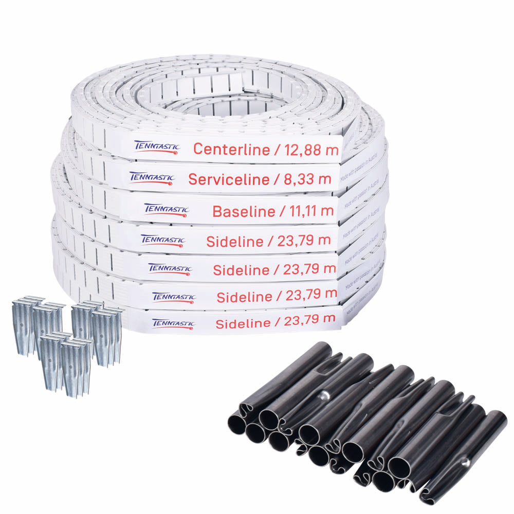 TENNtastic WHITE FLEX 4 – Tennis Line All-In Set 40 mm, with Fixing System, White
